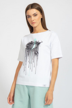 Футболка свободного кроя с цифровым принтом для лета Kivviwear 4026.69 - фото 1