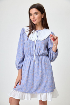 Голубое платье с съемным воротником и подъюбником, свободное кроя Anelli 1235 голубой - фото 1