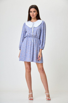 Голубое платье с съемным воротником и подъюбником, свободное кроя Anelli 1235 голубой - фото 4