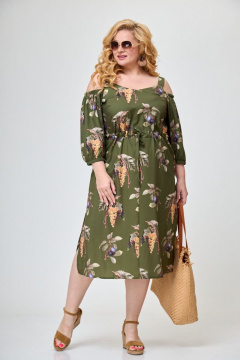 Платье на брителях с кулиской и разрезом по переду Anelli 1241 аспарангус - фото 1