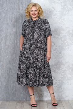 Летнее черное платье из текстиля Медея и К 2146 черный-белый - фото 3