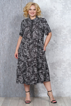 Летнее черное платье из текстиля Медея и К 2146 черный-белый - фото 1
