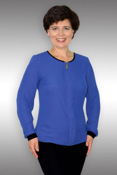 Демисезонная синий блуза из текстиля с контрастной отделкой Таир-Гранд 62190 василек - фото 1