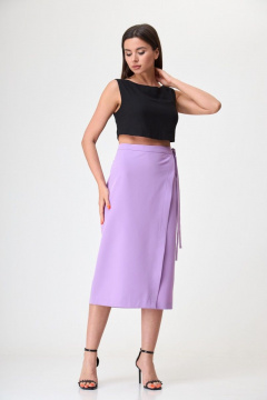 Юбка из атласа на косую с длиной миди и оригинальным кроем Anelli 917 лиловый - фото 5
