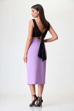 Юбка из атласа на косую с длиной миди и оригинальным кроем Anelli 917 лиловый - фото 3