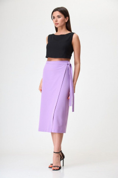 Юбка из атласа на косую с длиной миди и оригинальным кроем Anelli 917 лиловый - фото 1