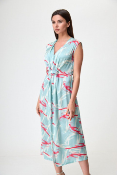 Платье с узлом и разрезом в стиле на каждый день Anelli 1115 голубой - фото 2