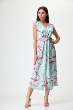 Платье с узлом и разрезом в стиле на каждый день Anelli 1115 голубой - фото 1