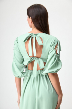 Платье прямое длинное с бантами на спинке и вырезом Anelli 1264 мята - фото 4