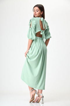 Платье прямое длинное с бантами на спинке и вырезом Anelli 1264 мята - фото 2