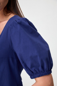 Трапециевидное платье из вискозы с воланами и вырезом квадрат Anelli 1275 синий - фото 3