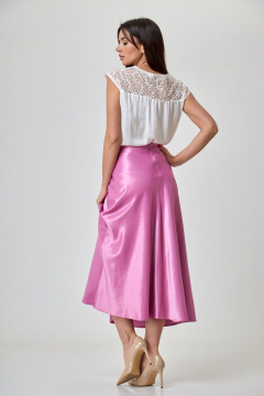 Юбка миди на косую из вискозы с потайной молнией Anelli 1291 розовый_перламутр - фото 3