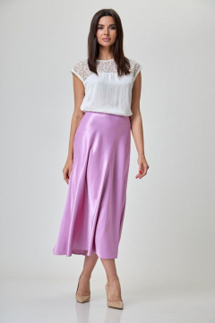 Юбка из вискозы и текстиля с коротким вырезом и хорошей посадкой Anelli 1291 лиловый - фото 1