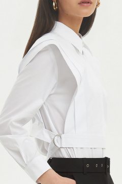 Рубашка с жилетом-трансформером из хлопка для делового образа Moveri by Larisa Balunova 2153S белый - фото 4