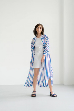 Модная блузка из ткани в полоску с воротником-стойкой JRSy 2148 мультиколор - фото 3