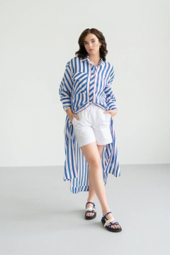 Модная блузка из ткани в полоску с воротником-стойкой JRSy 2148 мультиколор - фото 1