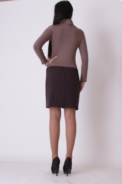Платье приталенное с узким рукавом и воротником хомут Mita КМ435 - фото 3