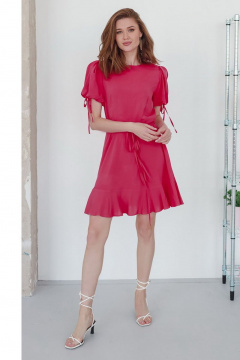 Платье с рукавами-фонариками из вискозы и текстиля AURA otd 3105 фуксия - фото 1