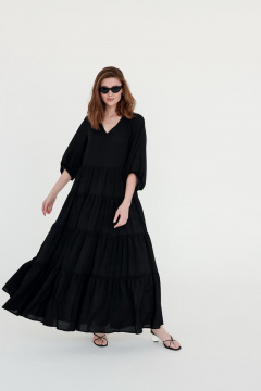Платье летнее с ярусной юбкой из вискозы AURA otd 3113 черный - фото 1