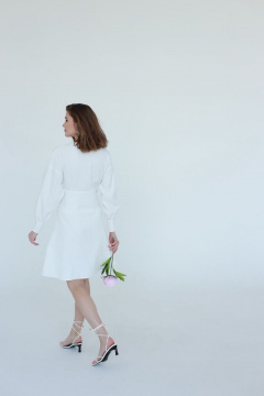 Белое платье со шнуровкой летнее из хлопка AURA otd 3120 белый - фото 2