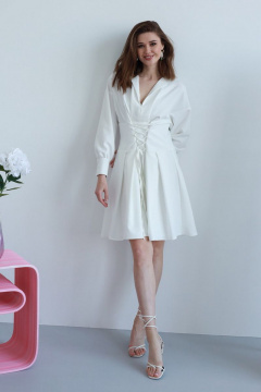Белое платье со шнуровкой летнее из хлопка AURA otd 3120 белый - фото 1