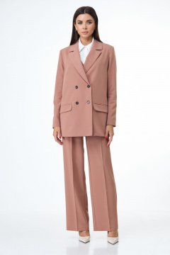 Комплект из жакета жилета и брюк с высокой талией Anelli 1298 миндальное_печенье - фото 2