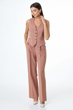 Комплект из жакета жилета и брюк с высокой талией Anelli 1298 миндальное_печенье - фото 5