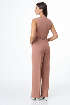 Комплект из жакета жилета и брюк с высокой талией Anelli 1298 миндальное_печенье - фото 3