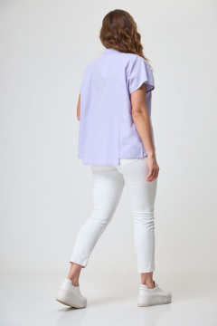 Летняя рубашка из хлопка асимметричного кроя Anelli 1227 сирень - фото 2