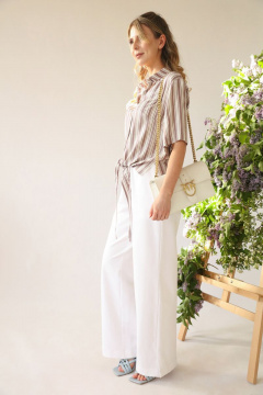 Блуза рубашечного типа с вставками люрекса и завязкой LM ВИ0620 - фото 4