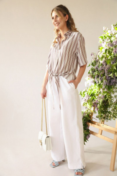 Блуза рубашечного типа с вставками люрекса и завязкой LM ВИ0620 - фото 3