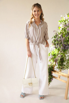 Блуза рубашечного типа с вставками люрекса и завязкой LM ВИ0620 - фото 1