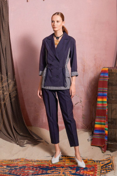 Жакет из ткани с клеточным принтом прямой силуэт лето Alena Goretskaya A1463/4 - фото 1