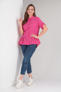 Блуза с рубашечным воротником и сборками с кокетками Modema м.381/2 - фото 4