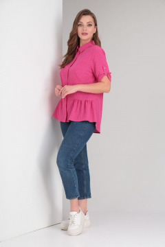 Блуза с рубашечным воротником и сборками с кокетками Modema м.381/2 - фото 3