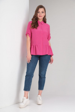 Блуза с рубашечным воротником и сборками с кокетками Modema м.381/2 - фото 2