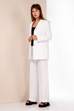 Двухпредметный костюм брюк и жакета из льна DAVA 157 белый - фото 1