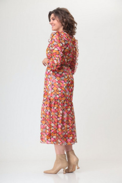 Летнее платье из шифона с воланом, на резинке и с V-образным вырезом Орхидея 1187 - фото 4