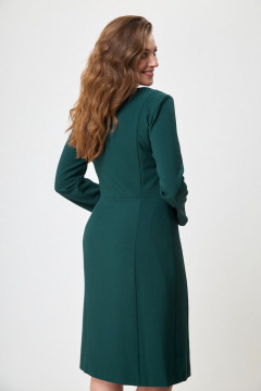 Элегантное платье ниже колена с рельефными подрезами и вырезом Anelli 891 темная_бирюза - фото 3