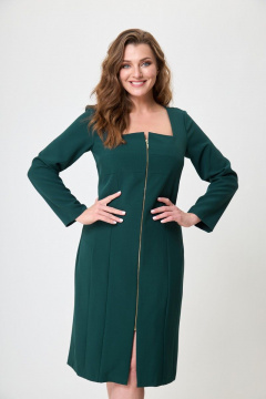 Элегантное платье ниже колена с рельефными подрезами и вырезом Anelli 891 темная_бирюза - фото 5