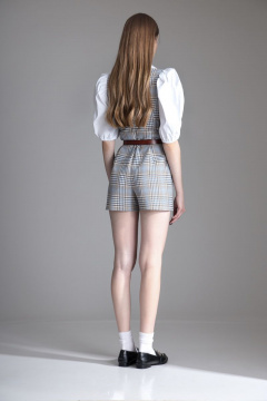 Комбинезон-шорты женский с клеткой и вставками из текстиля Орхидея 1192 - фото 2