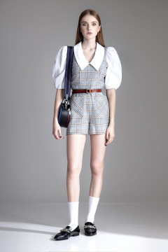 Комбинезон-шорты женский с клеткой и вставками из текстиля Орхидея 1192 - фото 4