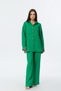Леновые брюки и рубашка на каждый день Atelero 1053 зеленый - фото 1