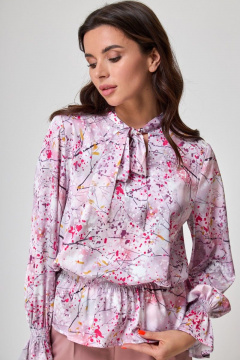 демисезонная блуза из вискозы со сборкой и каплевидным вырезом Anelli 992 фуксия - фото 2