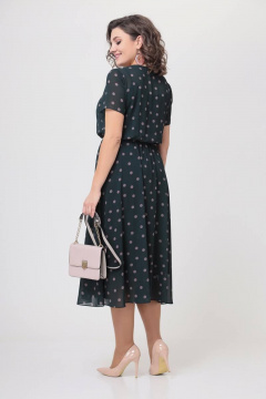 Платье шифоновое в горошек с завязкой и капелькой на талии Swallow 536 зеленый/бежевый_горох - фото 5