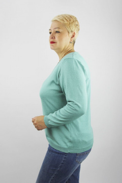Полуприлегающий джемпер с длинным рукавом из хлопка бирюзовый для демисезона Полесье С1302-21 1С1336-Д43 170,176 луговой_ручей - фото 2