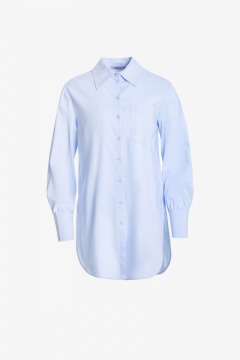 Блуза деловая, голубая, из хлопка, демисезон Elema 2К-11916-2-170 голубой - фото 1