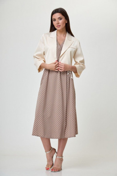 Летний укороченный жакет-болеро с декоративной листочкой Anelli 1055.2 ротанг - фото 5