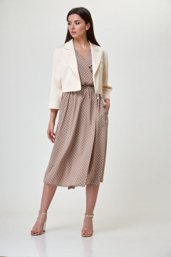 Летний укороченный жакет-болеро с декоративной листочкой Anelli 1055.2 ротанг - фото 4