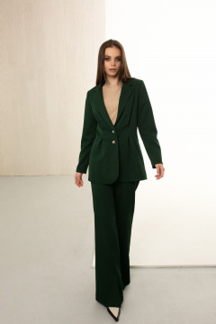 Деловой костюм двойка из текстиля с шлицей AURA otd 9113 изумруд - фото 4